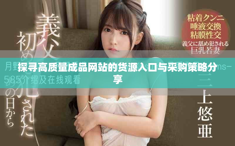 探寻高质量成品网站的货源入口与采购策略分享